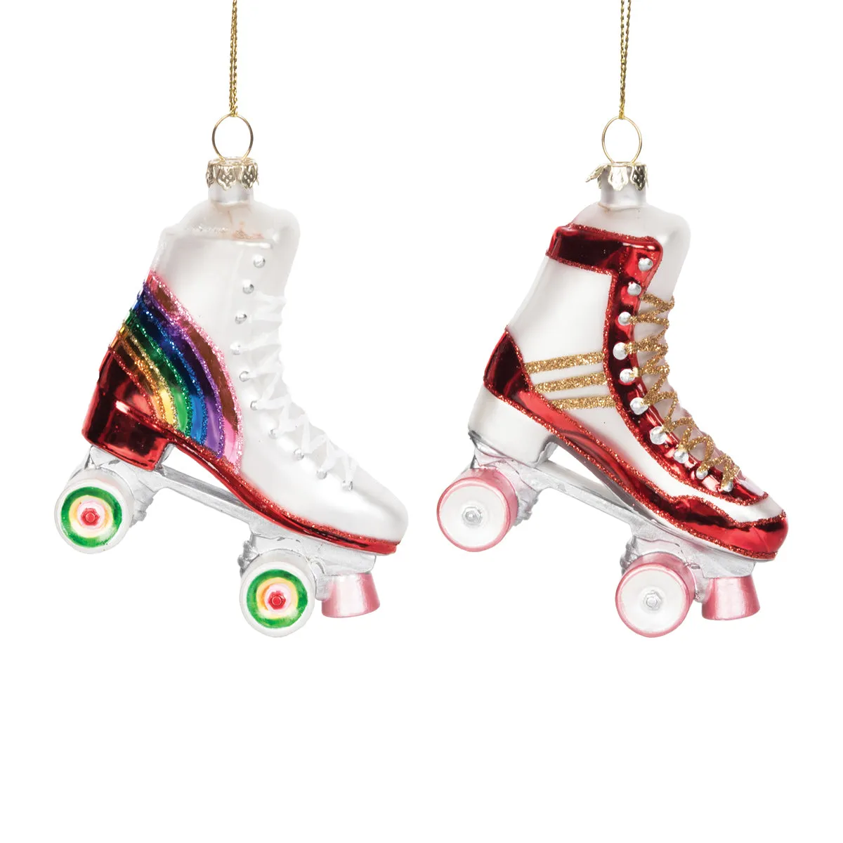 Blown Glass Vintage Roller Skates Ornament, Asst. of 2
