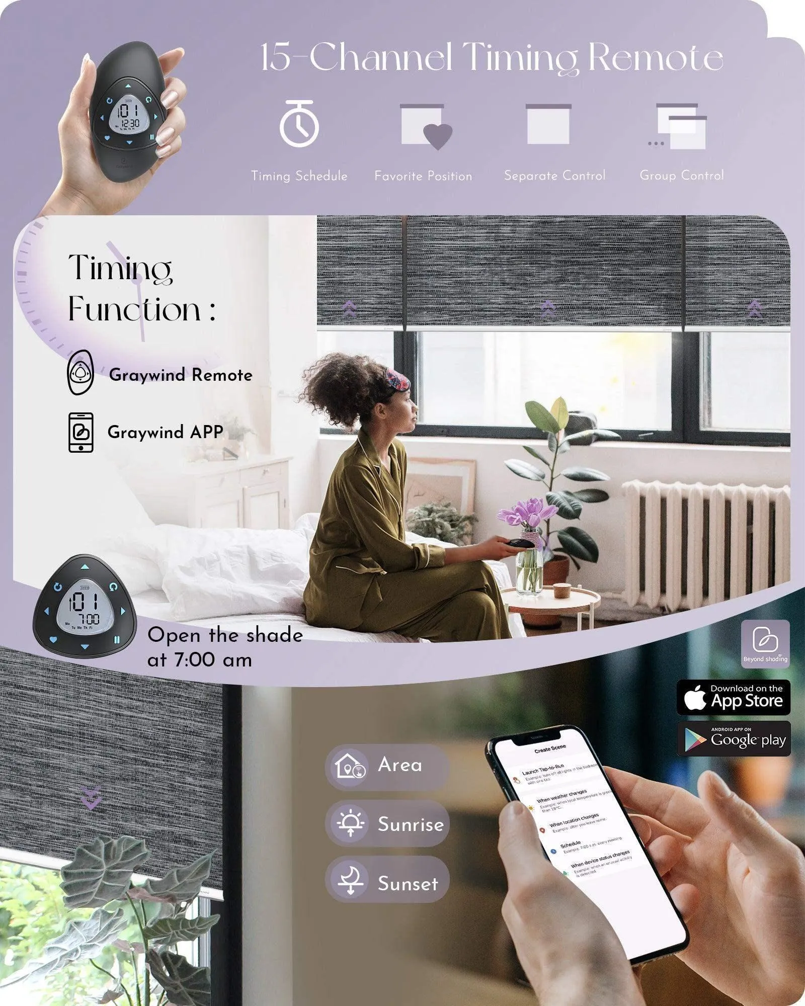 Graywind Motorized Light Filtering Roller Shades | Designed Series | Customizable