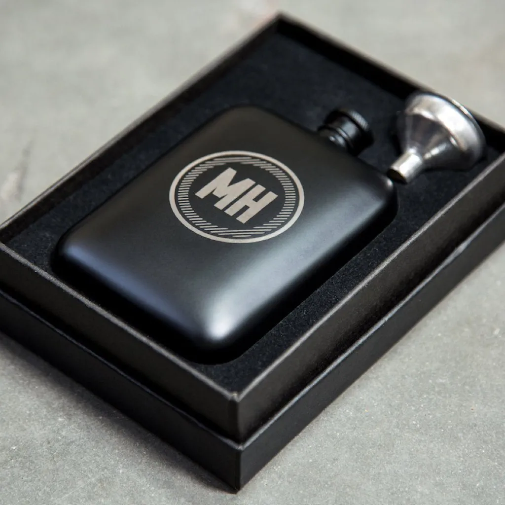 Personalized Matte Black Hip Flask